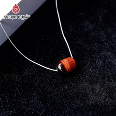 Mặt dây chuyền lu thống đá mã não đỏ 12mm tặng dây bạc