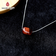Mặt dây chuyền lu thống đá mã não đỏ 12mm tặng dây bạc