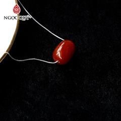 Mặt dây chuyền lu thống đá mã não đỏ 18mm tặng dây bạc