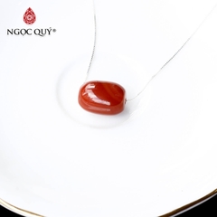 Mặt dây chuyền lu thống đá mã não đỏ 18mm tặng dây bạc