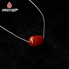 Mặt dây chuyền lu thống đá mã não đỏ 18mm tặng dây bạc