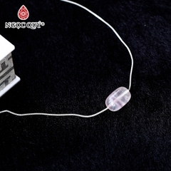 Mặt dây chuyền lu thống đá thạch anh hồng 12x8mm tặng dây bạc