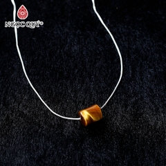 Mặt dây chuyền lu thống đá thạch anh mắt hổ vàng nâu tặng dây bạc
