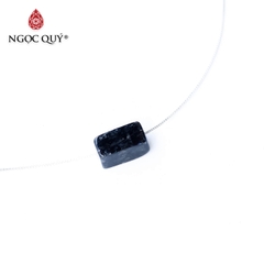 Mặt dây chuyền lu thống đá thạch anh tóc đen 13x7mm tặng dây bạc