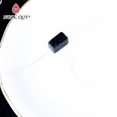 Mặt dây chuyền lu thống đá thạch anh tóc đen 13x7mm tặng dây bạc