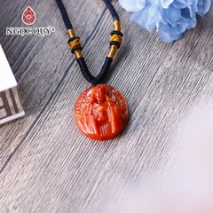 Mặt dây chuyền lu thống đá cẩm thạch huyết 9x18mm tặng dây bạc