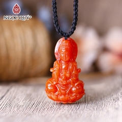 Mặt dây chuyền Phật Bà Quan Âm đá cẩm thạch huyết