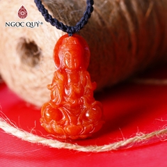 Mặt dây chuyền Phật Bà Quan Âm đá cẩm thạch huyết