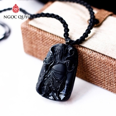 Mặt dây chuyền quang công đá hắc diện thạch