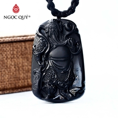 Mặt dây chuyền quang công đá hắc diện thạch