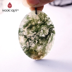 Mặt dây chuyền oval đá băng ngọc thủy tảo