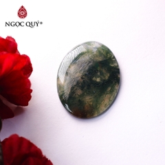 Mặt dây chuyền oval đá băng ngọc thủy tảo
