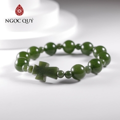 Vòng mân côi đá ngọc bích hạt 12mm