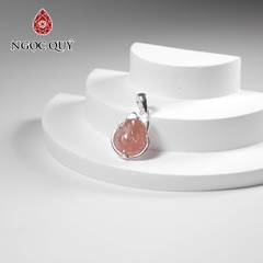 Mặt dây chuyền Hồ ly 9 đuôi đá đào hoa bọc bạc
