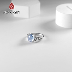 Nhẫn bạc đính Aquamarine freesize hạt 7x9mm
