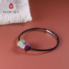 Vòng tay dây thép trụ giác đá ruby nam phi 17x10mm, dây thép 15cm