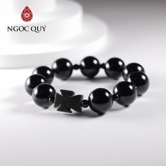 Vòng mân côi đá Obsidian hạt 14mm