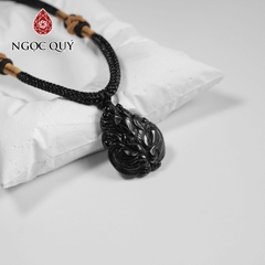 Mặt dây chuyền hồ ly đá tourmaline đen