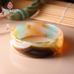 Vòng tay nguyên khối đá mã não Ni56 Bản 20mm