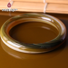 Vòng tay nguyên khối cọng tròn lớn đá mã não bản 10mm
