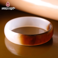 Vòng tay nguyên khối đá mã não Ni58 Bản 14mm