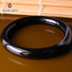 Vòng tay nguyên khối cọng tròn lớn đá mã não bản 10mm