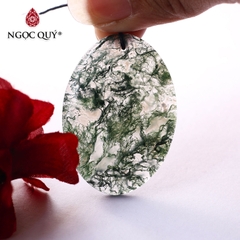 Mặt dây chuyền oval đá băng ngọc thủy tảo