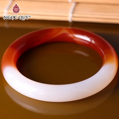 Vòng tay nguyên khối cọng tròn lớn đá mã não bản 10mm