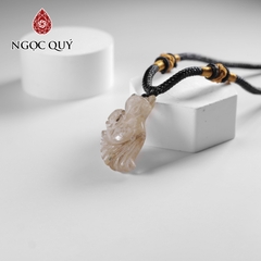 Mặt dây chuyền hồ ly đá thạch anh tóc vàng