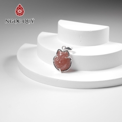 Mặt dây chuyền Hồ ly 9 đuôi đá đào hoa bọc bạc