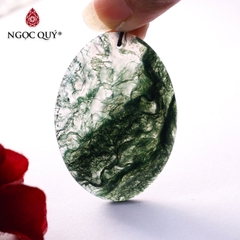 Mặt dây chuyền oval đá băng ngọc thủy tảo