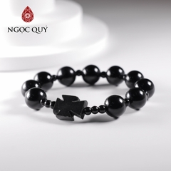 Vòng mân côi đá Obsidian hạt 14mm