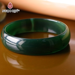 Vòng tay nguyên khối đá mã não Ni58 Bản 14mm