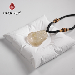 Mặt dây chuyền phật di lặc đá thạch anh tóc vàng 30x25mm