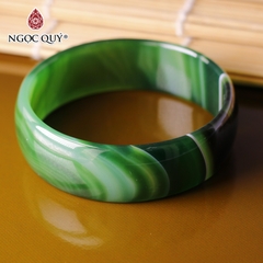 Vòng tay nguyên khối đá mã não Ni56 Bản 20mm