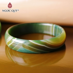 Vòng tay nguyên khối đá mã não Ni54 Bản 14mm