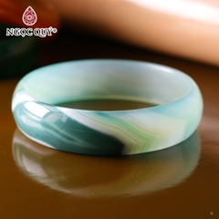 Vòng tay nguyên khối đá mã não Ni58 Bản 14mm