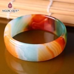 Vòng tay nguyên khối đá mã não Ni56 Bản 20mm