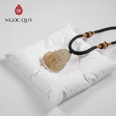 Mặt dây chuyền phật di lặc đá thạch anh tóc vàng 30x25mm