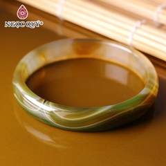 Vòng tay nguyên khối đá mã não Ni56 Bản 10mm