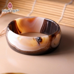 Vòng tay nguyên khối đá mã não Ni56 Bản 20mm