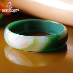Vòng tay nguyên khối đá mã não Ni58 Bản 14mm