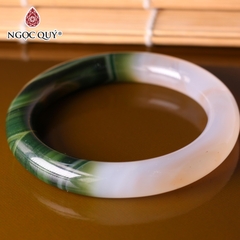 Vòng tay nguyên khối cọng tròn lớn đá mã não bản 10mm