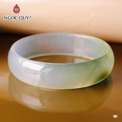 Vòng tay nguyên khối đá mã não Ni54 Bản 14mm