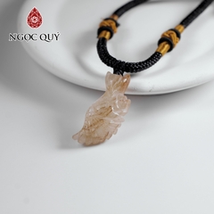 Mặt dây chuyền hồ ly đá thạch anh tóc vàng