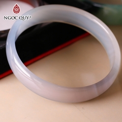 Vòng tay nguyên khối đá mã não Ni60 Bản 8mm