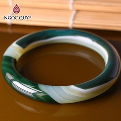 Vòng tay nguyên khối cọng tròn lớn đá mã não bản 10mm