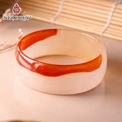 Vòng tay nguyên khối đá mã não Ni56 Bản 20mm