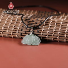 Mặt dây chuyền hoa sen đá cẩm thạch A - Phỉ thúy type A chất nếp băng 26x21mm