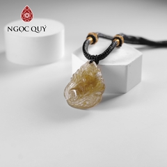 Mặt dây chuyền hồ ly đá thạch anh tóc vàng